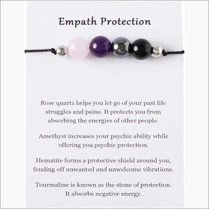 Adjustable Black Obsidian Tourmaline Hematite Evil Eye Beaded Bracelet